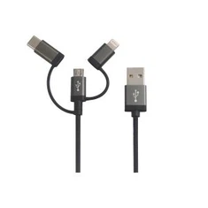 Hurtigladning USB-kabel til MFI Lightning Micro USB Type C Kabel 3 I 1 Nylon Kabel