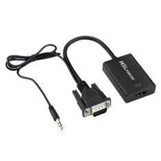 Universal VGA til HDMI Converter Med Audio, HDMII Kvinne til VGA Male Adapter Converter med 3,5 mm lydkabel og Micro USB ladeledning for DVD-spiller, Tablet PC, Digitalkamera, SLR kamera