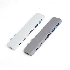 7-i-1 USB-C Docking Station Dual USB C til USB3.1 * 2, HDMI ™, SD, MicroSD, USB-C PD