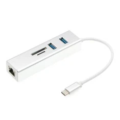 USB C HUB, USB C til 2 USB3.0 HUB-kortleser RJ45 Ethernet-adapter